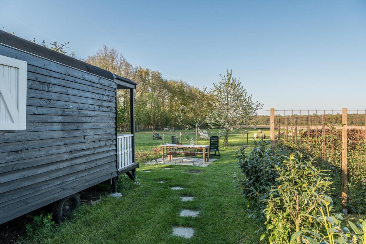 Pipowagen Elsebein Groningen Westerwolde Unieke Ligging Met Eigen Tuin En Vrij Uitzicht Over Veld Naar Natuurgebied Onstwedde Exterior photo